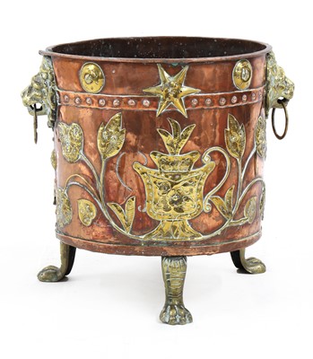 Lot 7 - A copper and brass coal bucket