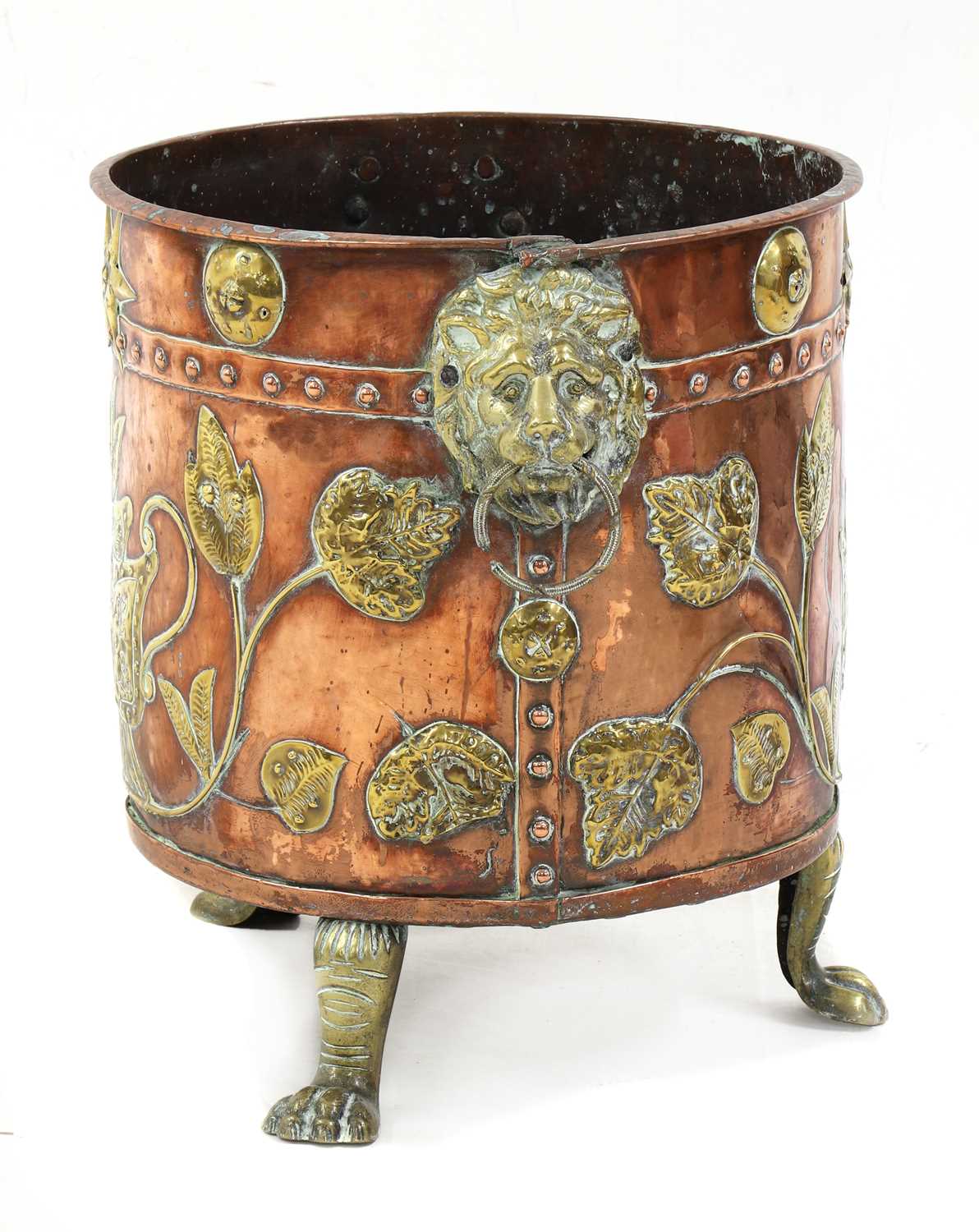 Lot 7 A copper and brass coal bucket,