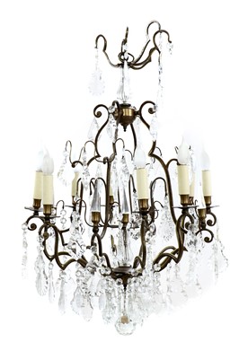 Lot 15 - A cut-glass and gilt-metal chandelier