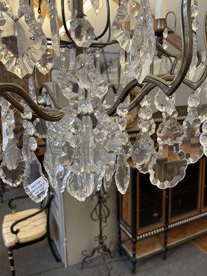 Lot 15 - A cut-glass and gilt-metal chandelier