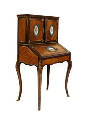 Lot 395 - A French Louis XV-style kingwood and gilt-metal mounted bureau de dame