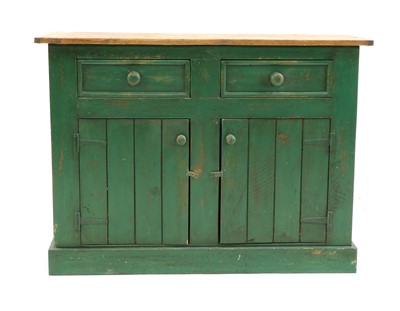 Lot 361 - A pine and painted kitchen dresser base