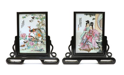 Lot 280A - Two Chinese famille rose table screens