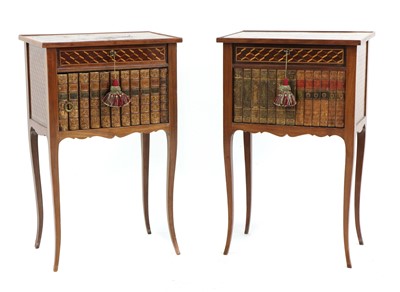 Lot 34 - A pair of parquetry inlaid night tables