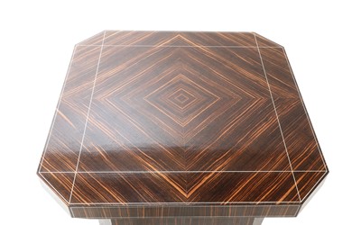 Lot 308 - An Art Deco Macassar and line-inlaid veneered coffee table