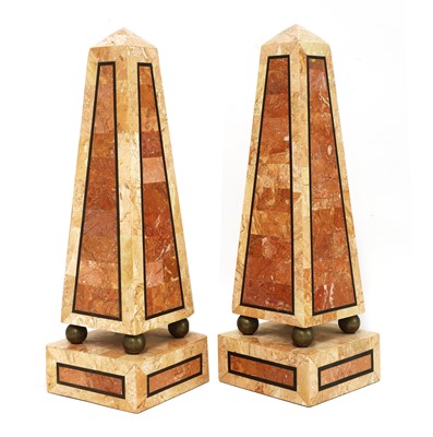 Lot 232 - A pair of modern marble veneered obelisks
