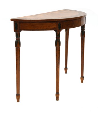 Lot 20 - A George III and later painted and inlaid satinwood pier table