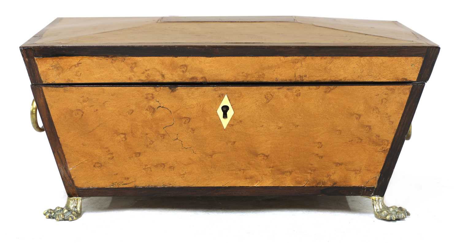 Lot 46 - A Regency bird's-eye maple and thuya sarcophagus box