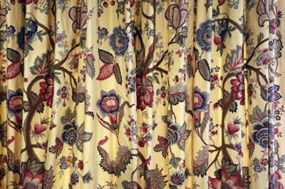 Lot 35 - Two pairs of lined and interlined Jaipur pattern curtains