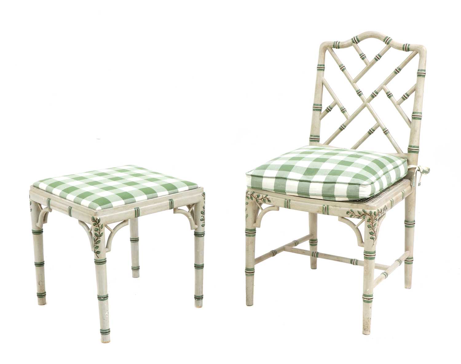 Lot 64 - A painted faux bamboo single chair
