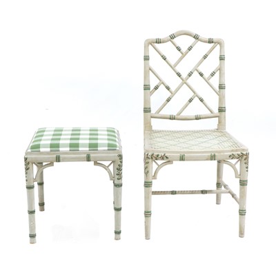 Lot 64 - A painted faux bamboo single chair