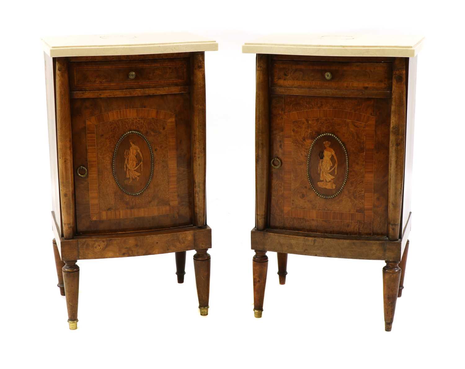 Lot 386 - A pair of Northern European bedside cabinets
