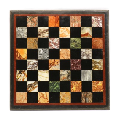 Lot 174 - A marble, hardstone and slate chess board