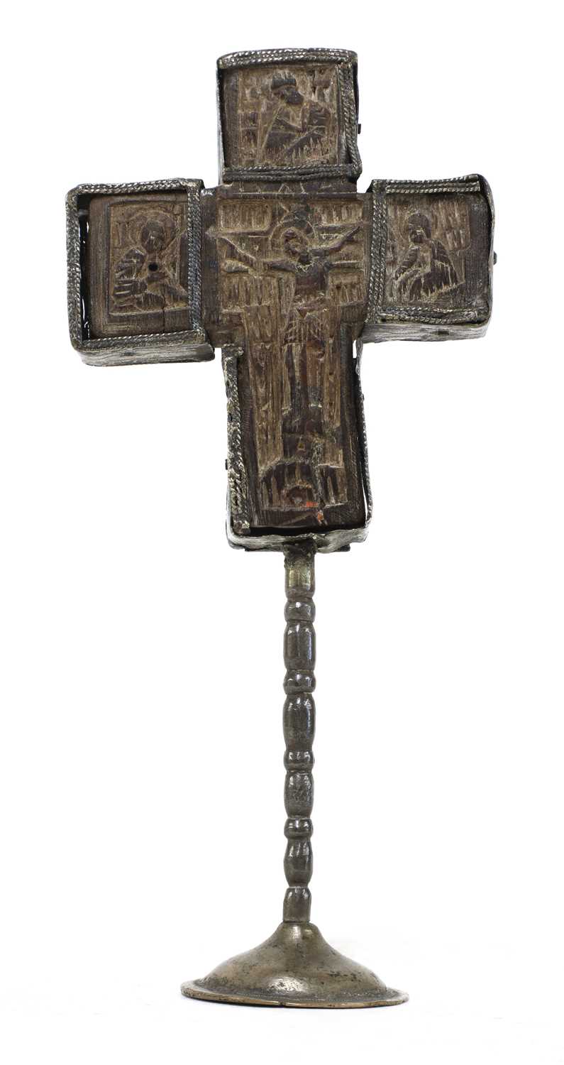 Lot 175 - A carved olivewood Mount Athos crucifix