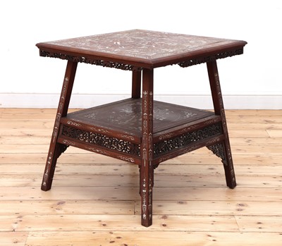 Lot 666 - A Chinese hardwood and ivory inlaid occasional table