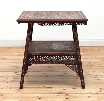 Lot 666 - A Chinese hardwood and ivory inlaid occasional table