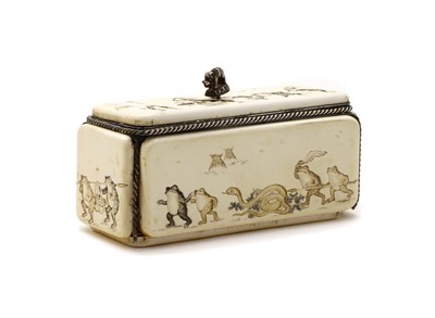 Lot 69 - A Japanese carved ivory and silver mounted box