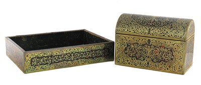 Lot 701 - A boulle work desk box and tray