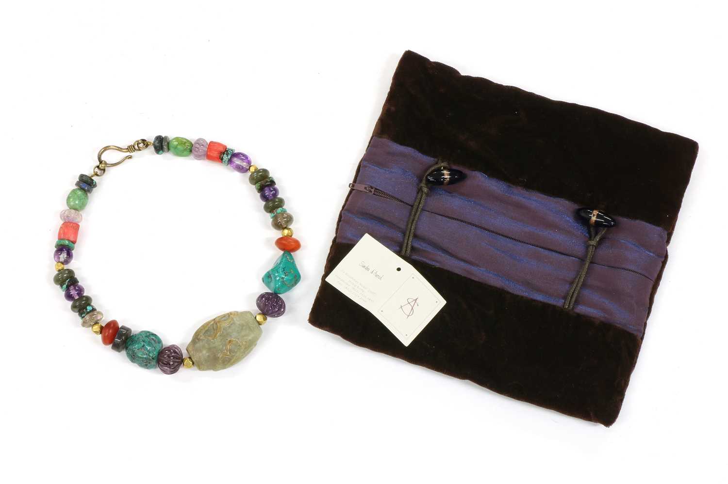 Lot 171 - A gold and silver, assorted gemstone bead necklace, by Sandra D'Auriol