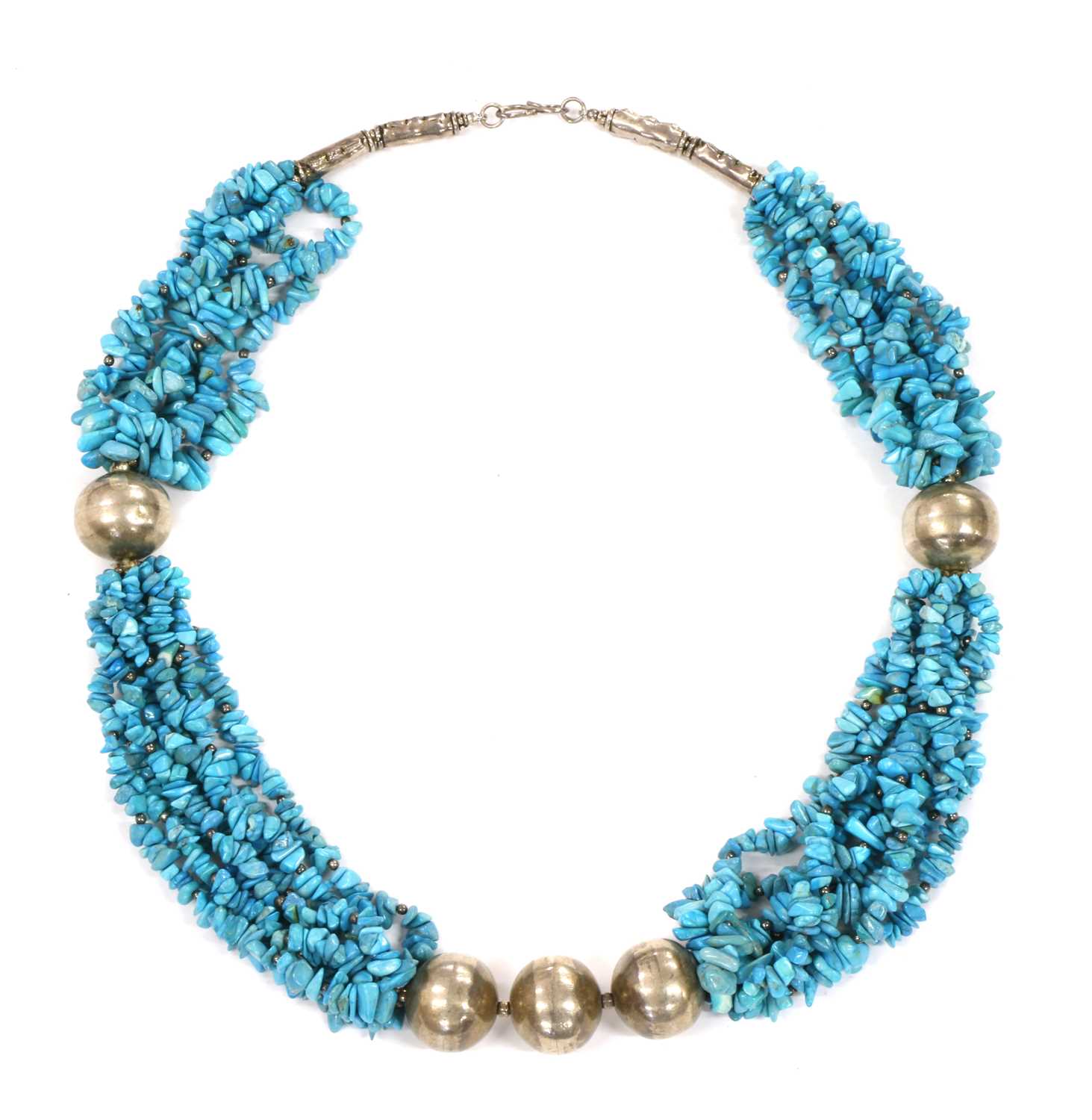 Lot 137 - A silver and turquoise necklace