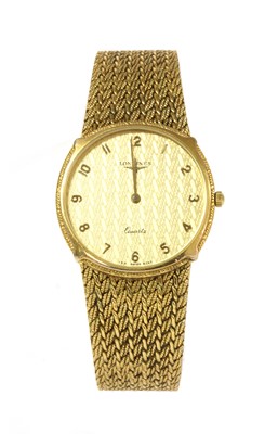 Lot 234 - A mid-size Longines gold-plated quartz bracelet watch