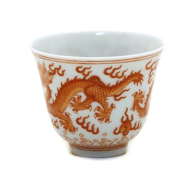 Lot 140 - A Chinese iron-red cup
