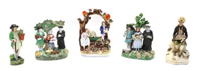 Lot 279 - Five various late 18th or early 19th century Staffordshire pottery figures and figural groups