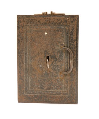 Lot 196 - An antique cast iron desk safe