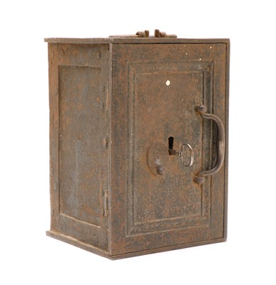 Lot 196 - An antique cast iron desk safe