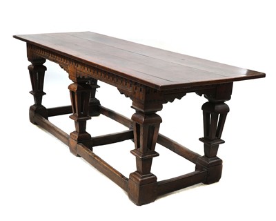 Lot 218 - A Jacobean style oak refectory table