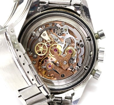Lot 475 - A gentlemen's stainless steel Omega 'Speedmaster Moon' chronograph mechanical watch, c.1966-1967