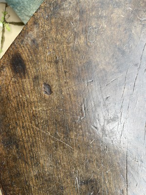 Lot 221 - A primitive elm and ash 'cheese top' cricket table