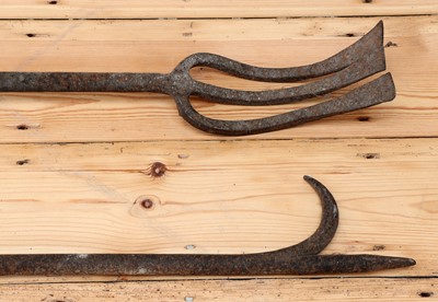 Lot 224 - An oversize brass and steel log hook