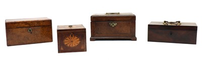Lot 165 - Four 19th century boxes, woods include mahogany