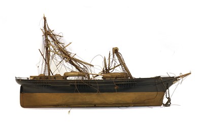 Lot 83 - A 19th century wooden and bone three masted sailing ship