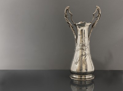 Lot 110 - An Arts and Crafts silver twin-handled vase