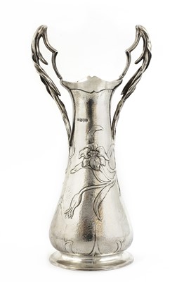 Lot 110 - An Arts and Crafts silver twin-handled vase