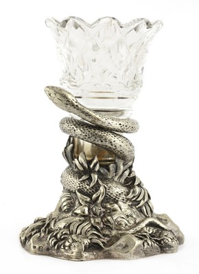 Lot 9 - A silver plated and cut glass posy vase