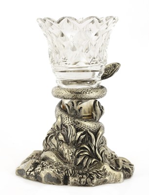 Lot 9 - A silver plated and cut glass posy vase