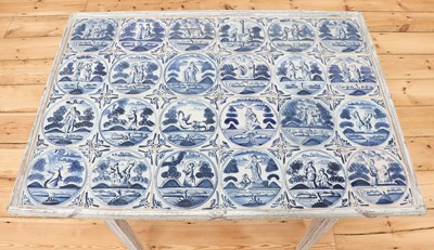 Lot 157 - A Danish white-painted tile-top table