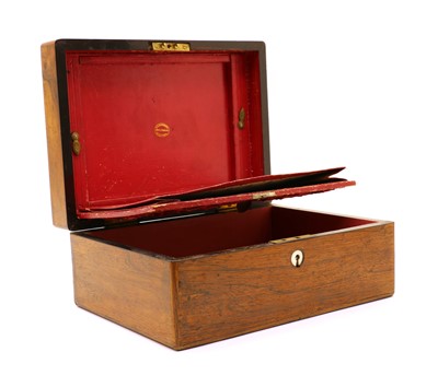 Lot 80 - A 19th century rosewood stationery/vanity travelling box