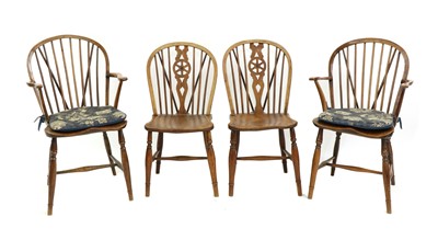 Lot 311 - A pair of ash and elm low stick-back Windsor chairs