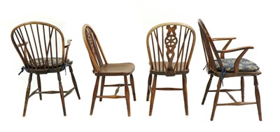 Lot 311 - A pair of ash and elm low stick-back Windsor chairs