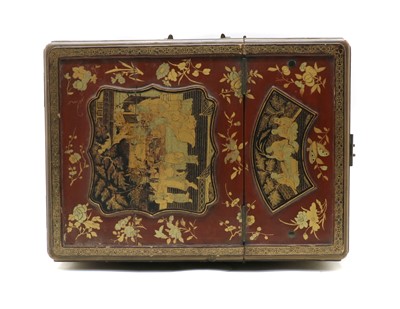 Lot 180 - A Chinese lacquered wood toilet box