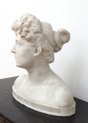 Lot 180 - A carved white marble bust of a woman