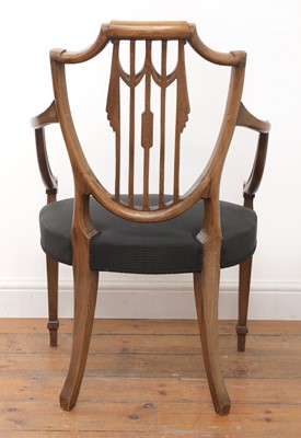 Lot 195 - A set of ten mahogany shield back dining chairs