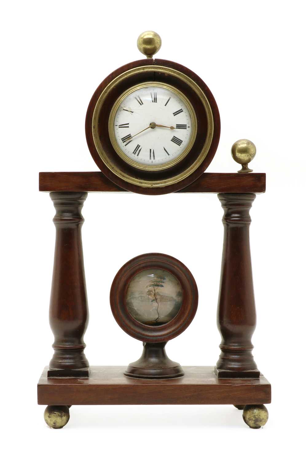 Lot 144 - A mahogany portico clock