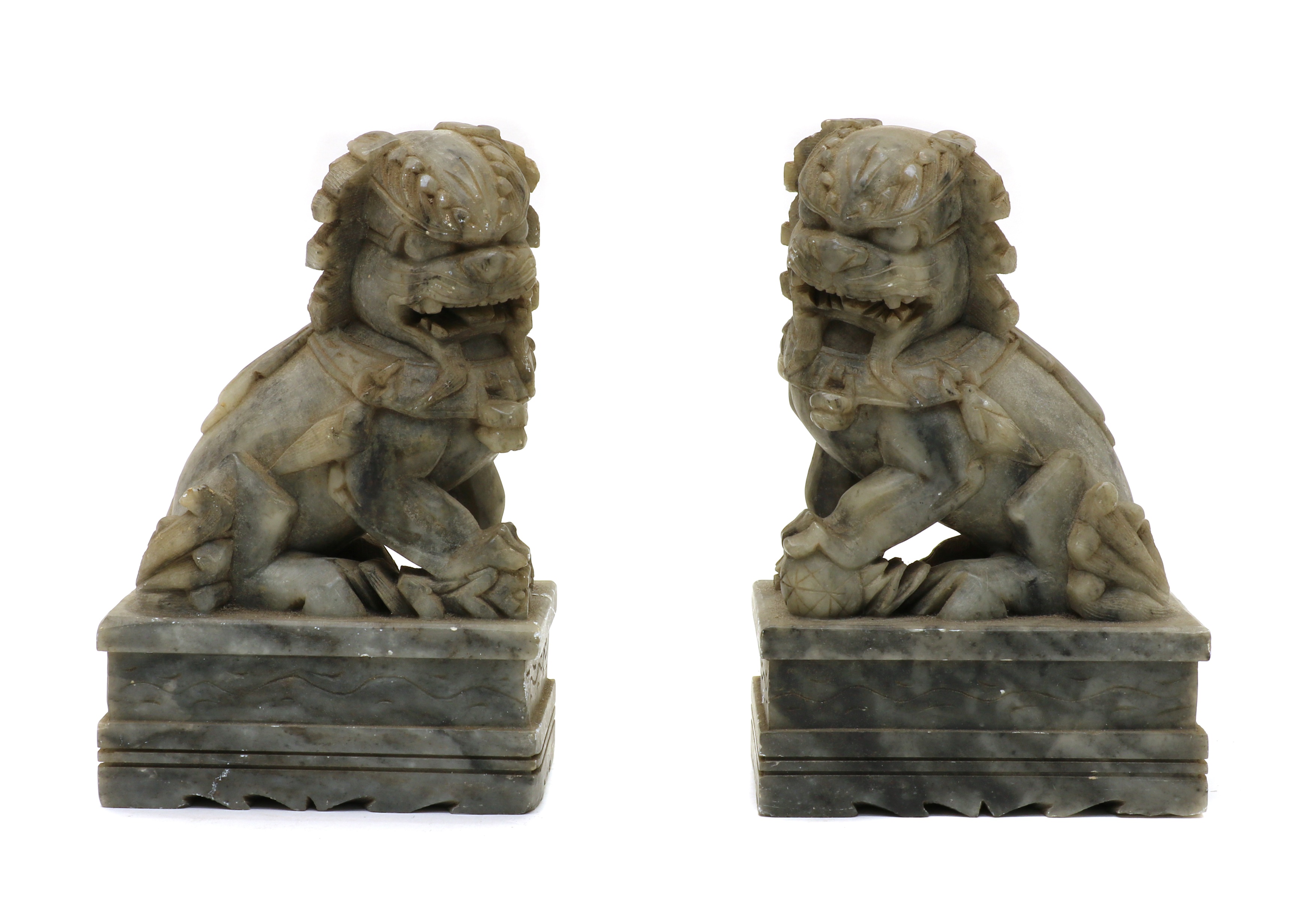 Lot 84 A pair of Chinese soapstone Dogs of Fo,