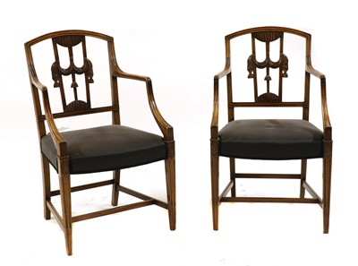 Lot 273 - A pair of Gustavian style mahogany dining armchairs