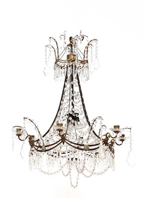 Lot 651 - A Danish Louis XVI-style brass-framed six-light chandelier